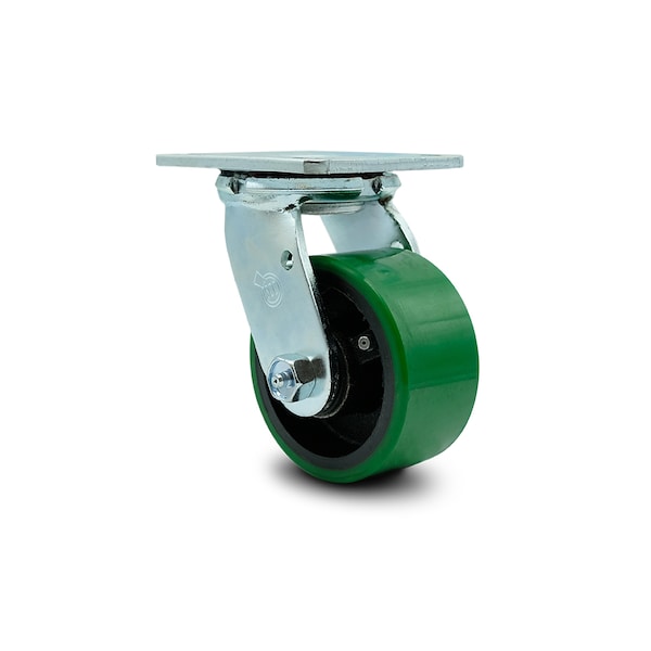 4 Inch Green Poly on Cast Iron Wheel Swivel Caster with Ball Bearing SCC